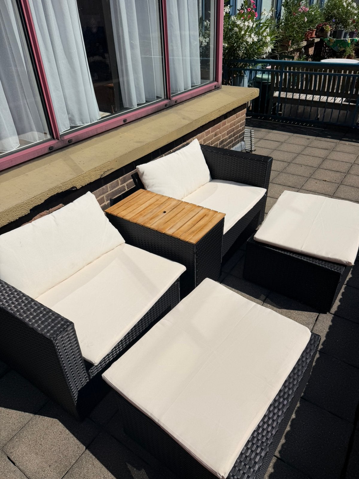 Outdoor Lounge Set / Garden Furniture Set – Black Rattan, Ophalen, Zo goed als nieuw