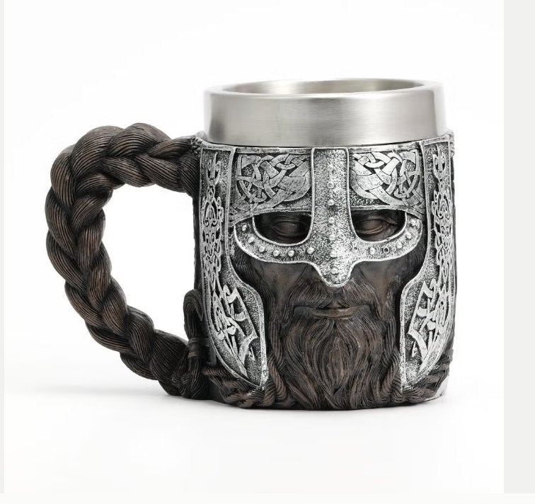 Luxe Viking mok van RVS - Viking strijder (400ML)