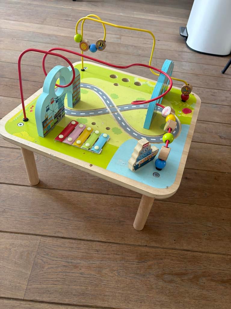 Houten activiteitentafel met kralen en xylofoon, Ophalen, Gebruikt, Overige typen, Met geluid