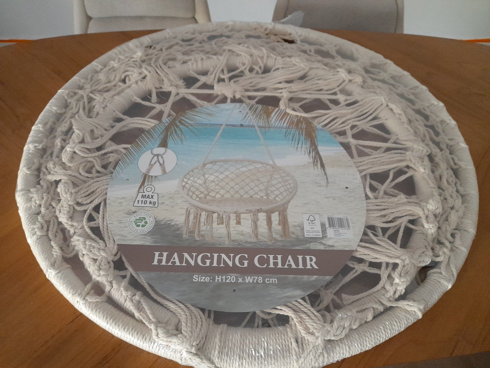 Nieuwe Ibiza style Hangmat ecru Macrame cadeautip, Ophalen, Opvouwbaar, Nieuw, Eenpersoons