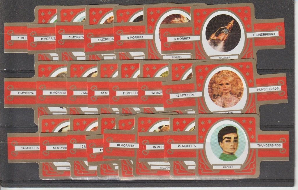 reeks 1950  thunderbirds  1-20   sigarenbanden, Ophalen of Verzenden, Zo goed als nieuw, Sigarenbandjes