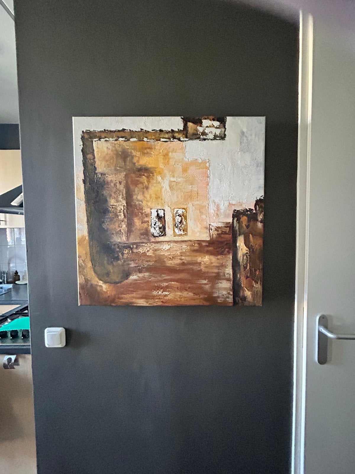 Abstract Olieverfschilderij op Canvas - Koman DS-340, Ophalen, Abstract, Olieverf, Echtheidscertificaat