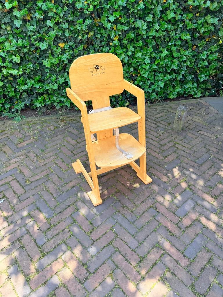 Bambino Meegroeistoel - Houten Kinderstoel, Kinderen en Baby's, Ophalen of Verzenden, Zo goed als nieuw, Meegroeistoel, Aanschuifbaar