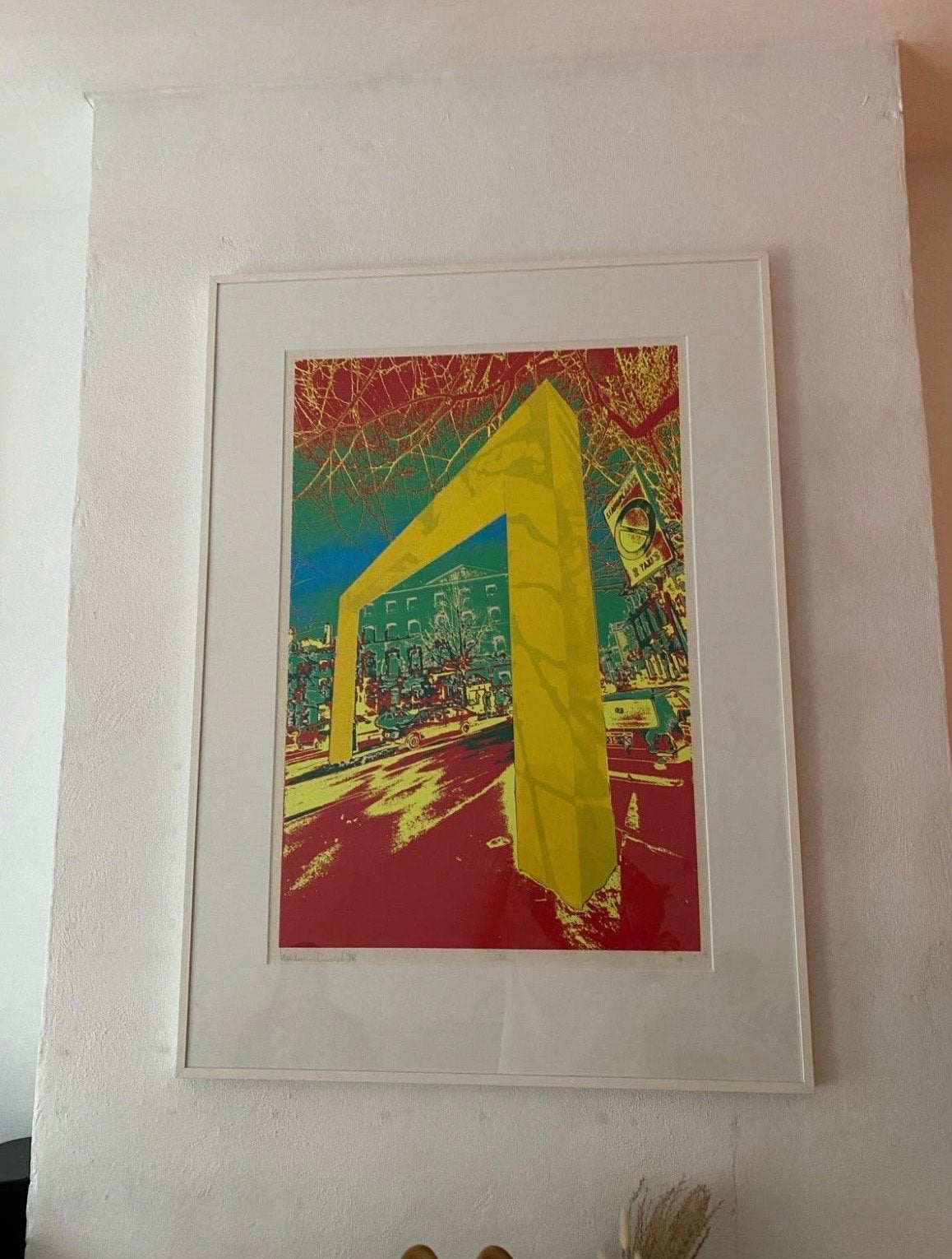 Gesigneerde Zeefdruk '88 in Witte Lijst met Passe-partout, Gesigneerd, Ophalen, Zeefdruk