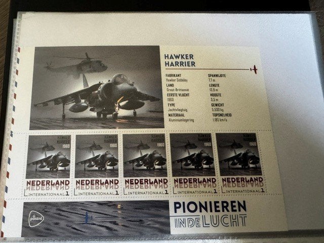 Postzegelvel Hawker Harrier - Pionieren in de Lucht, Ophalen of Verzenden, Na 1940, Postfris