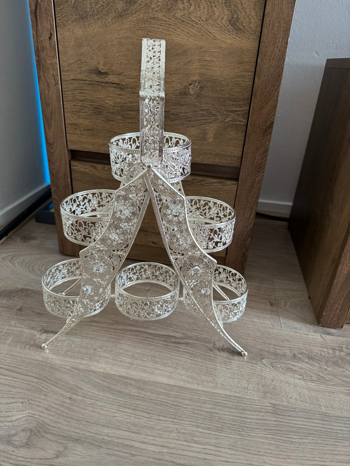 Zilver oosters decoratie eventueel voor bloempotten, Ophalen of Verzenden, Zo goed als nieuw