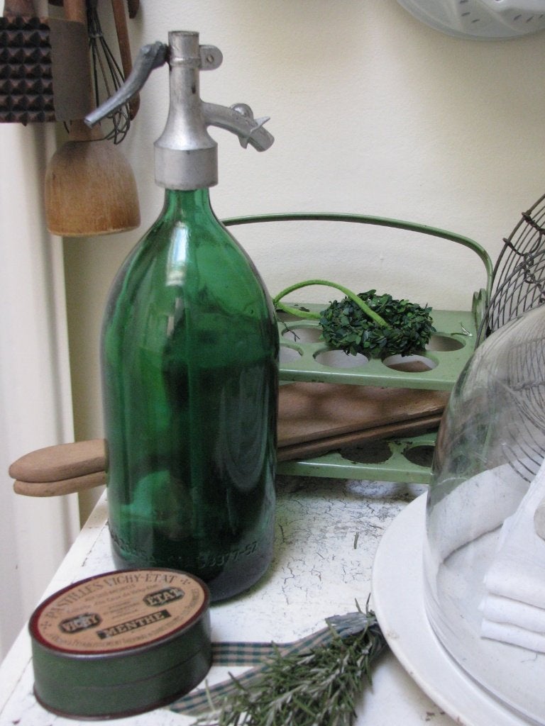 Mooie oude spuitwaterfles * brocante spuitwater fles syphon, Ophalen of Verzenden