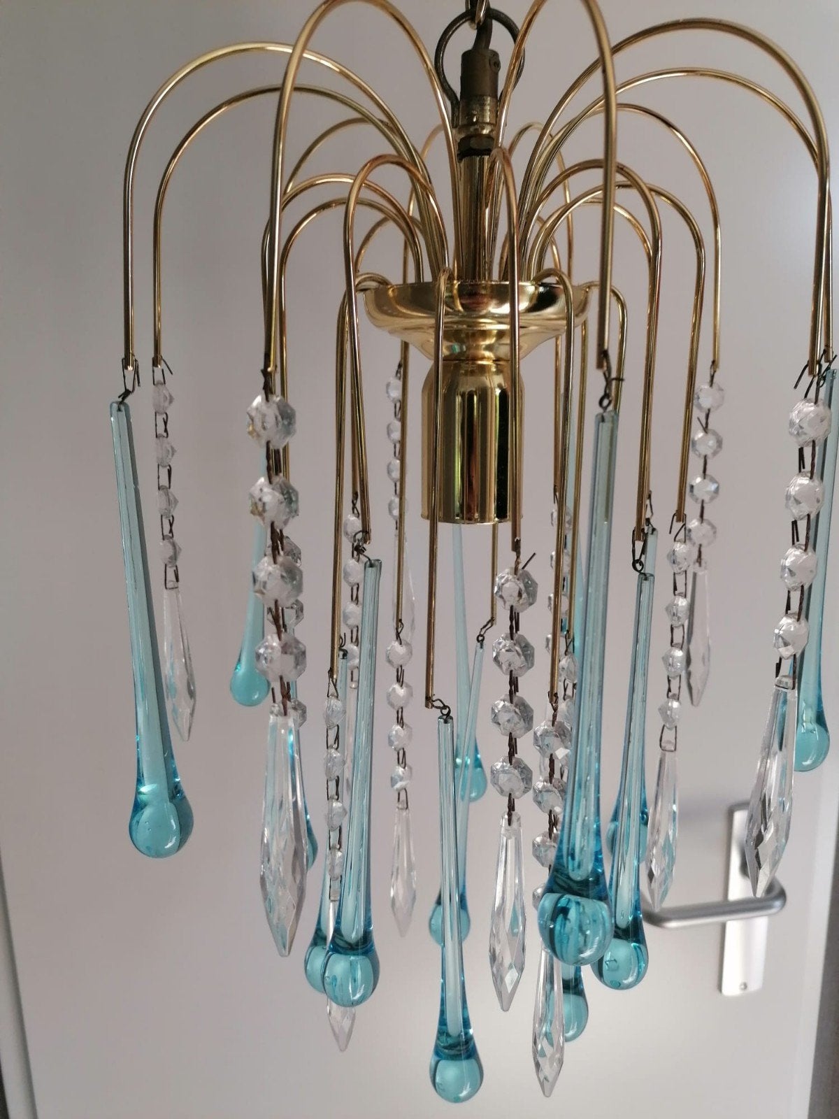 Vintage teardrop hanglamp, Gebruikt, Vintage, Glas, E27 (groot)