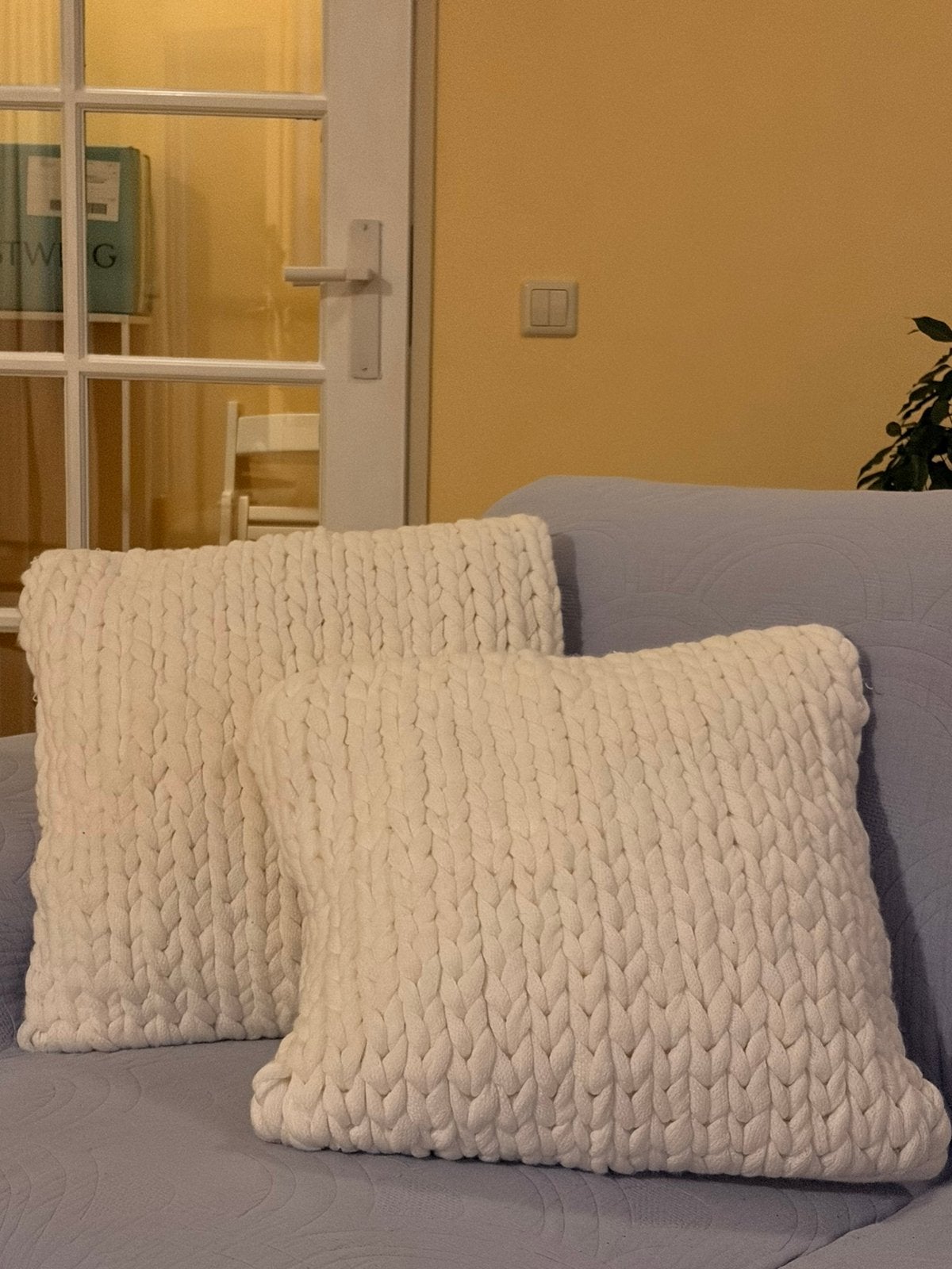 Westwing Adyna gebreide kussenhoes 4 stuks  45cm x 45cm, Huis en Inrichting, Vierkant, Nieuw, Ophalen of Verzenden, Sierkussen