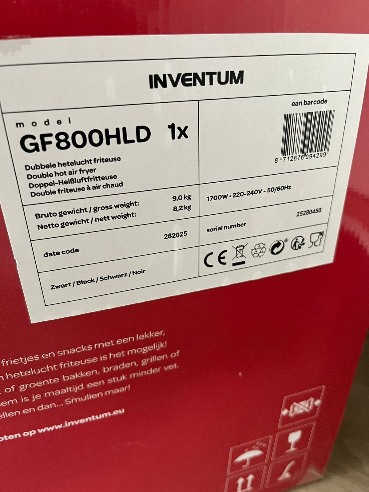 Inventum GF800HLD, Witgoed en Apparatuur, Frituurpannen, 4 liter of meer, Verzenden, Nieuw