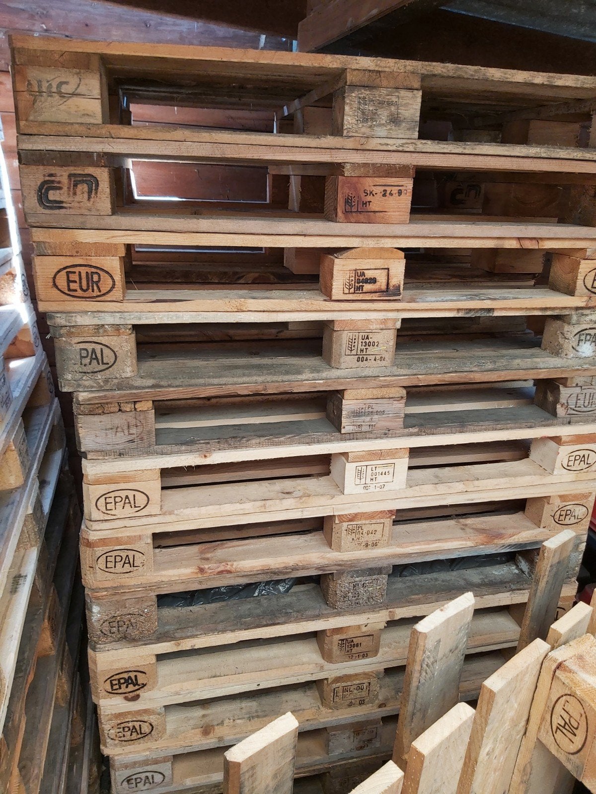 Partij (37)europallets, Doe-het-zelf en Verbouw, Hout en Planken, Ophalen, Overige houtsoorten, Minder dan 200 cm, Pallet