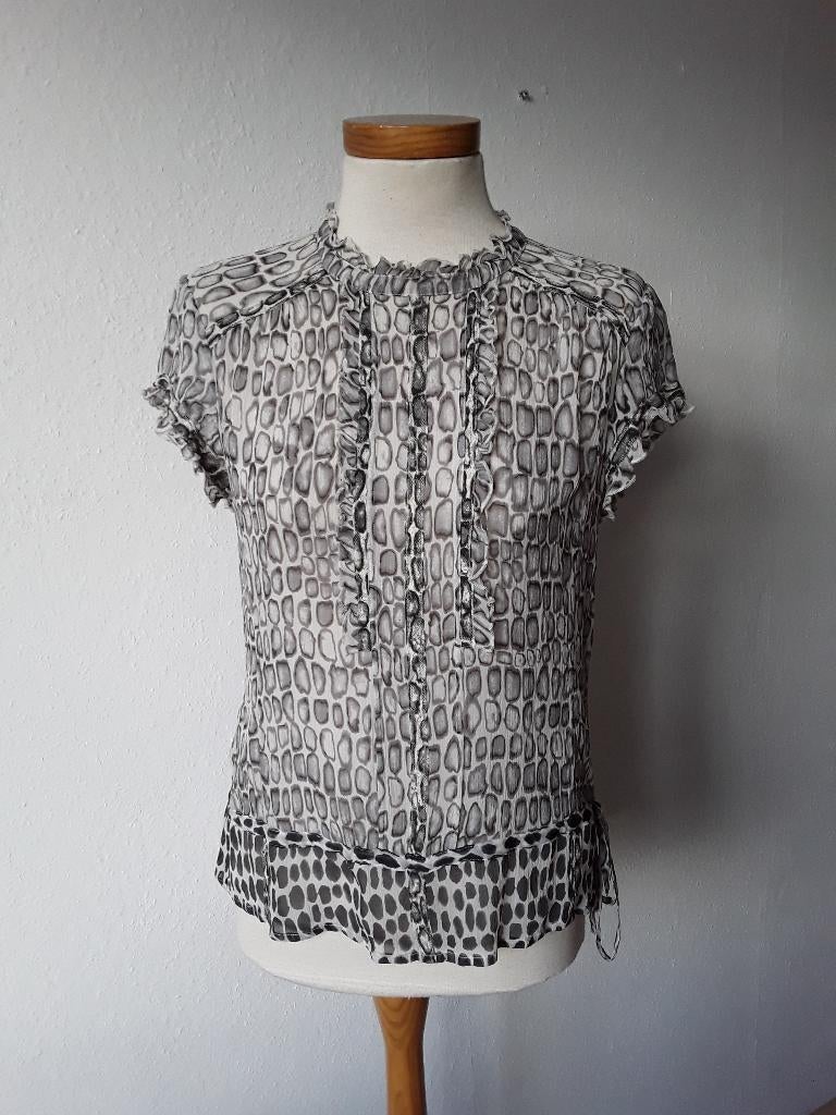 Blouse van zijde  MarcCain mt 2(36), Verzenden, Zo goed als nieuw, Maat 36 (S), Grijs