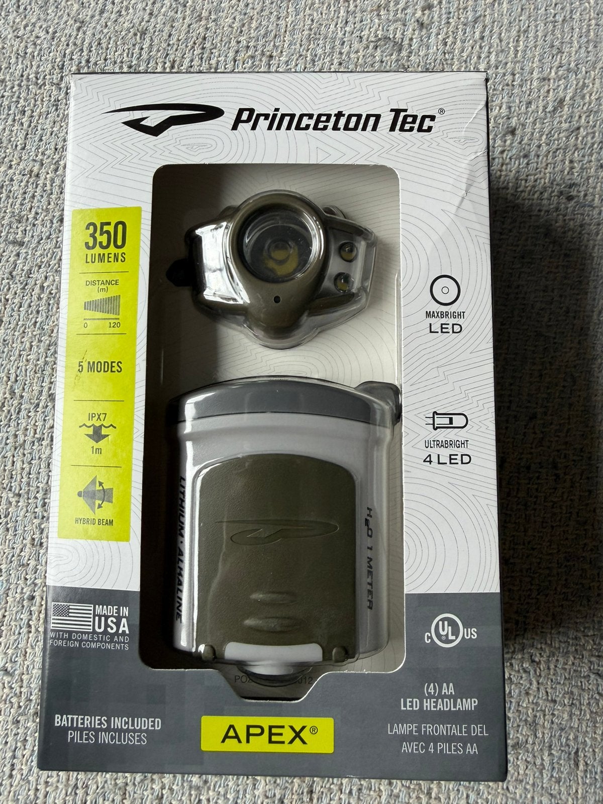 Princeton Tec Apex 350 hoofdlamp NIEUW, Ophalen of Verzenden, Nieuw, Batterij