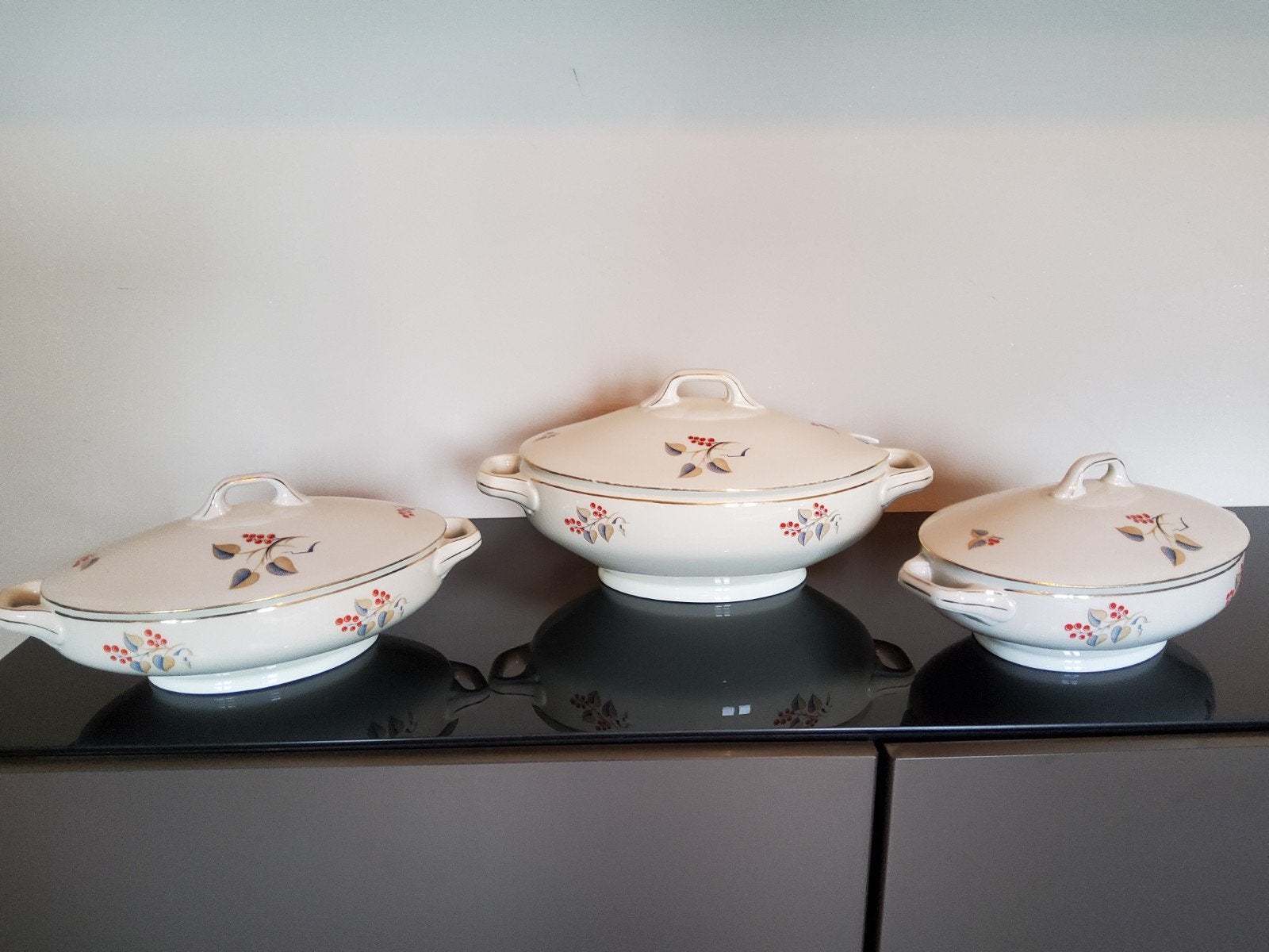 SET VAN 3 VINTIGE DEKSCHALEN/TERRINES -ZEH SCHERZER BAVARIA, Ophalen of Verzenden