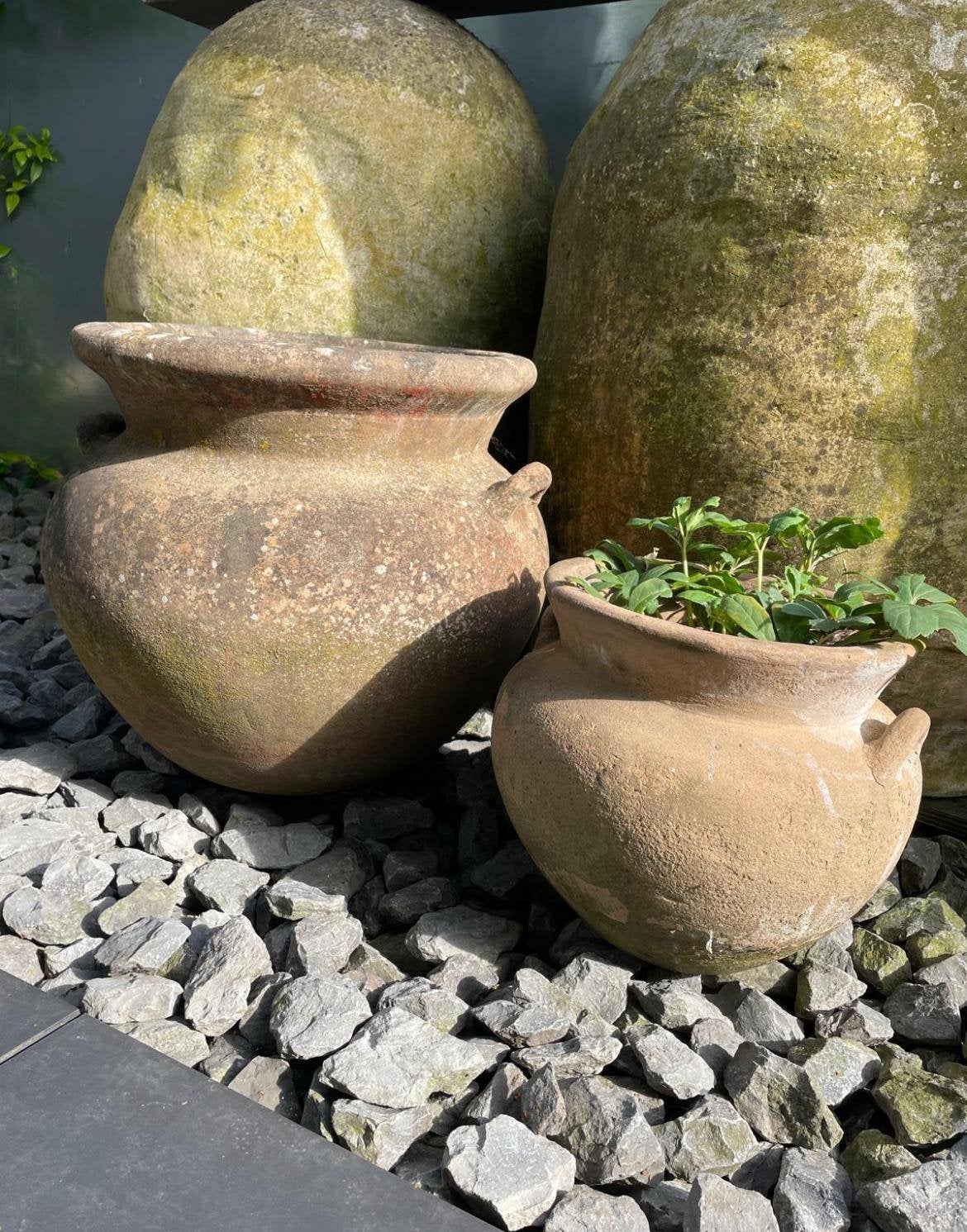 Oud Hollandse Terracotta Bloempotten kwaliteit Set van 2, Ophalen, Rond, Zo goed als nieuw, Tuin