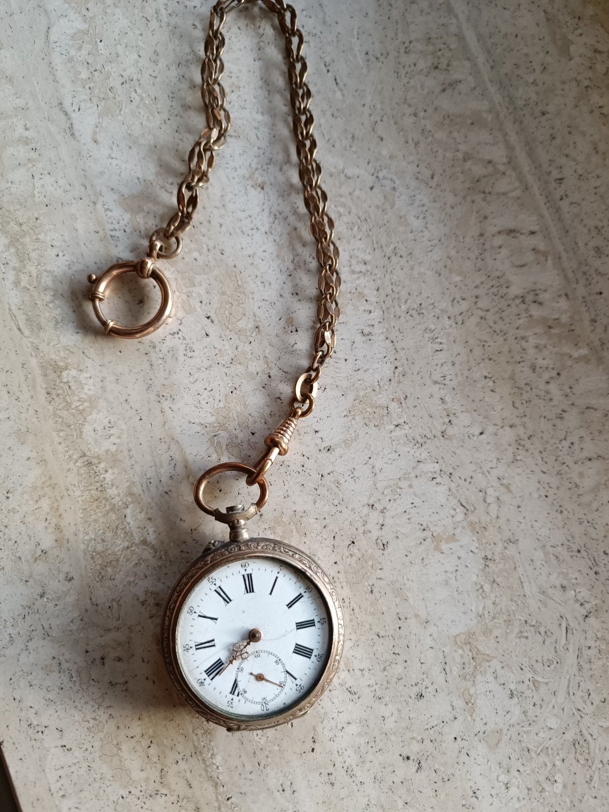 antieke zakhorloge met ketting, Ophalen, Staal, Overige merken, Met ketting