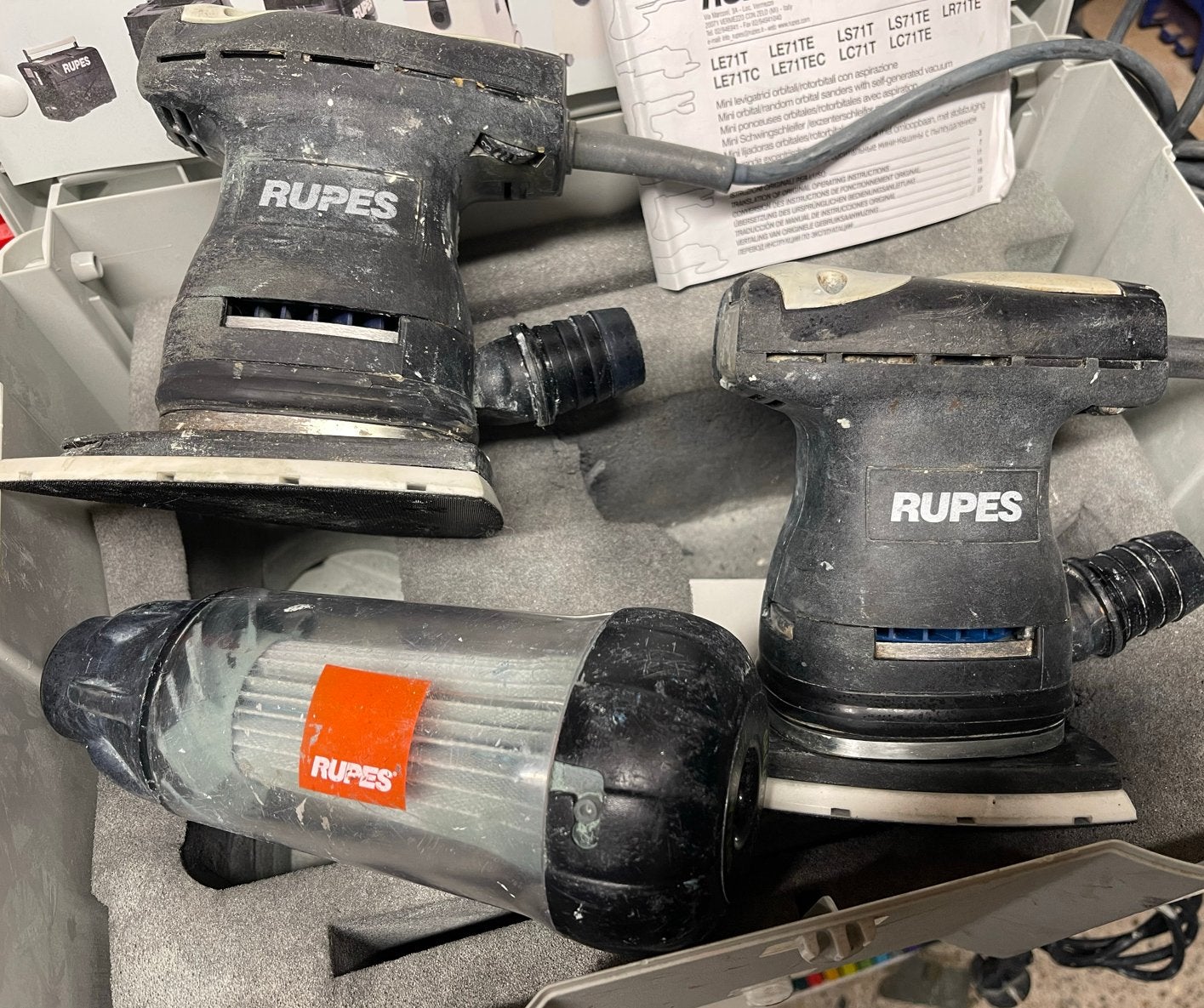RUPES Schuurmachines Set - 2 Stuks L71t, Ophalen of Verzenden, Gebruikt, Minder dan 600 watt, Vlakschuurmachine