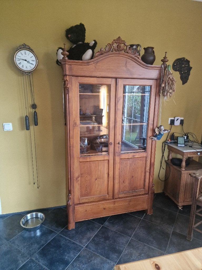 Vitrinekast, Ophalen, Eikenhout, 50 tot 100 cm, 150 tot 200 cm