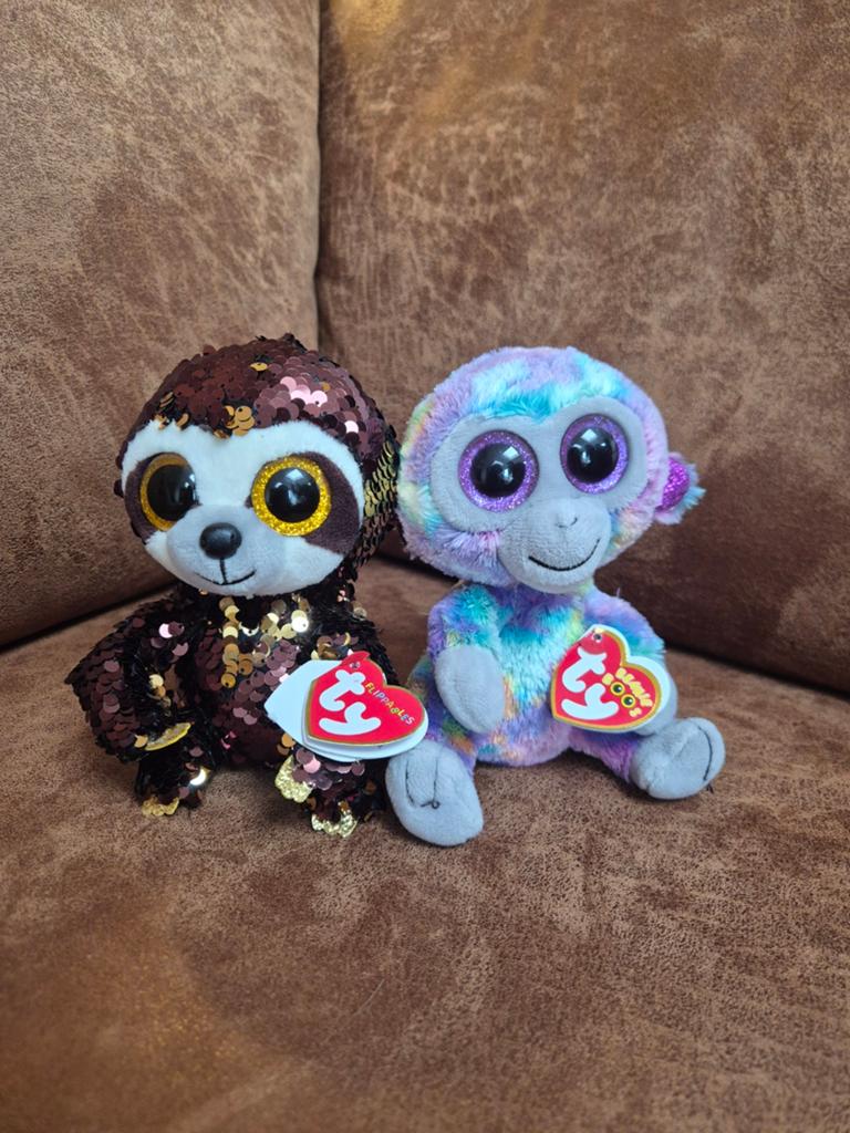 Ty Beanie Boos Dangler Luiaard & Zuri Aap Knuffels, Kinderen en Baby's, Speelgoed | Knuffels en Pluche, Ophalen of Verzenden, Klein (minder dan 20 cm)