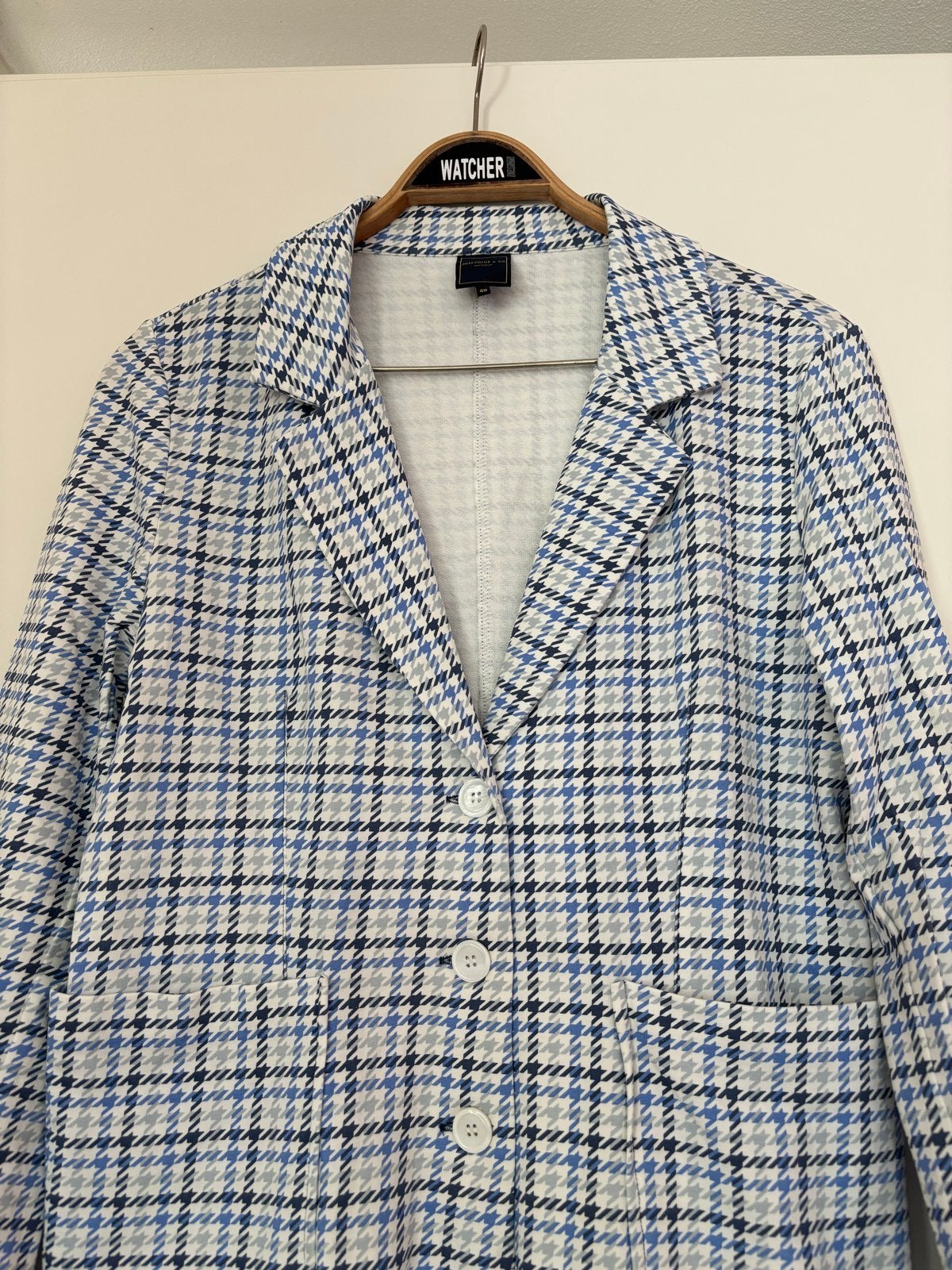 Josephine & Co Blazer - Pied-de-poule Blauw/Wit/Zwart, Maat 38/40 (M), Blauw, Ophalen of Verzenden, Zo goed als nieuw