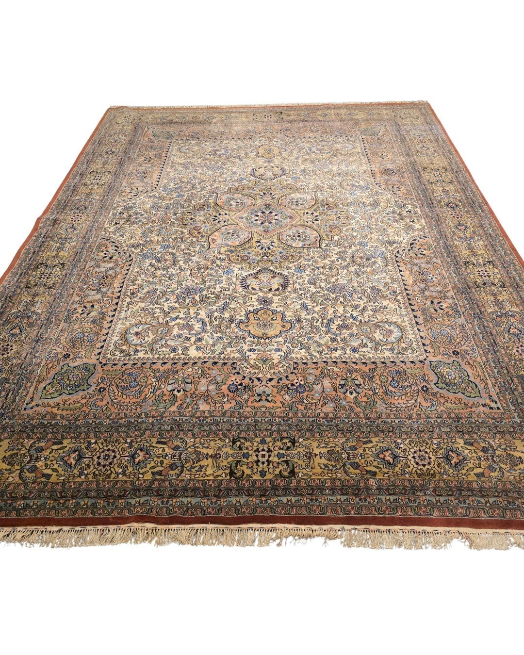 XXL Perzisch tapijt Kirman Lavar 402x300 wollen vloerkleed, 1185VB, Info@rugsandcarpets.nl, Blauw, De handelmaatschappij