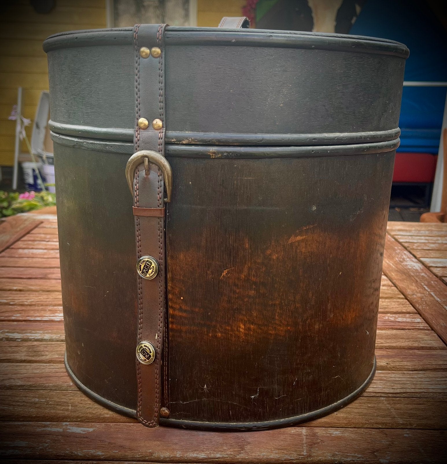 Vintage houten hoedendoos / hat box – Engelse country stijl, Ophalen of Verzenden, Huis en Inrichting