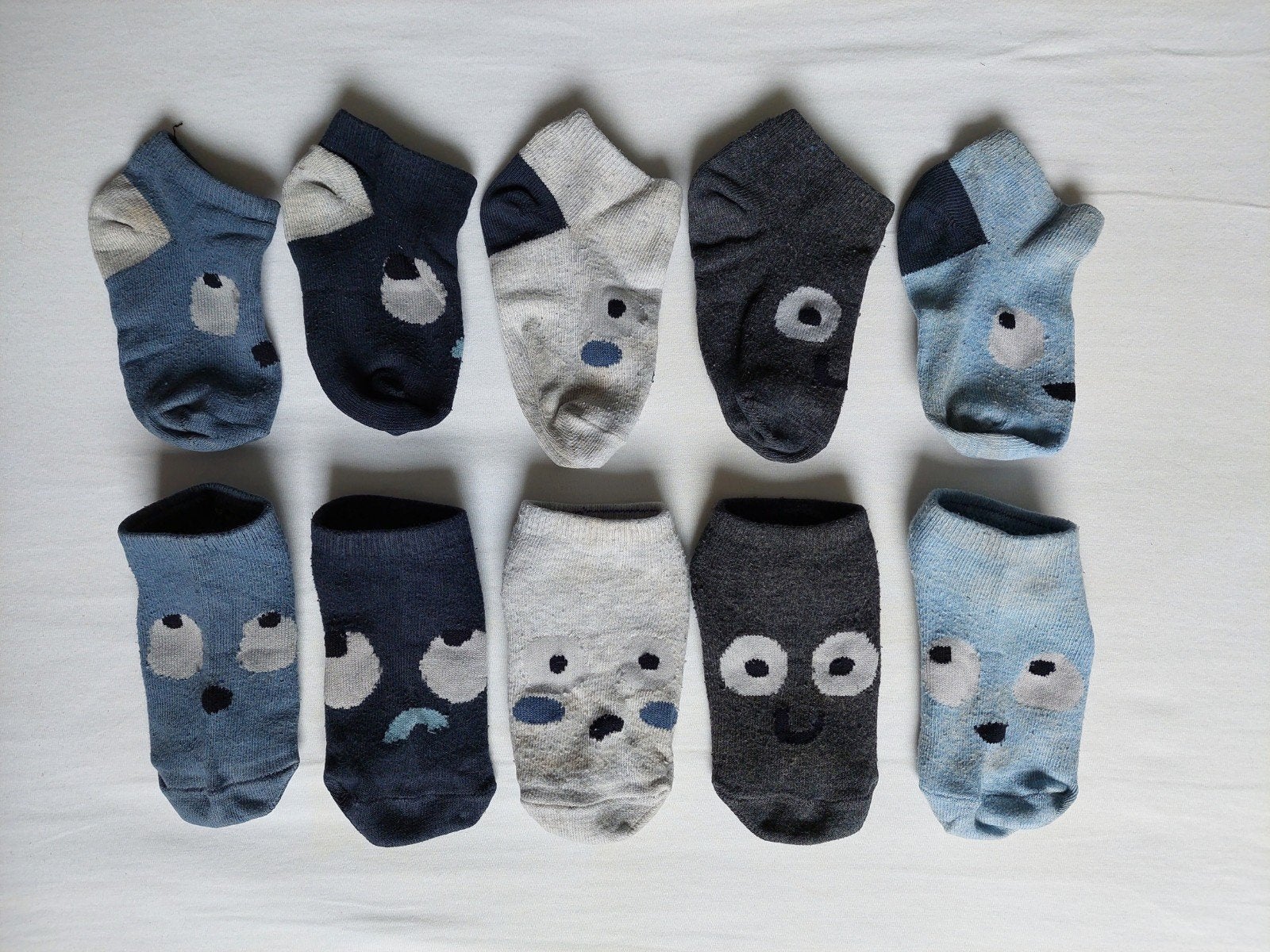 5x enkelsokken katoen gezicht blauw grijs Hema maat 27-30, Gebruikt, Jongen of Meisje, Ophalen of Verzenden, Hema
