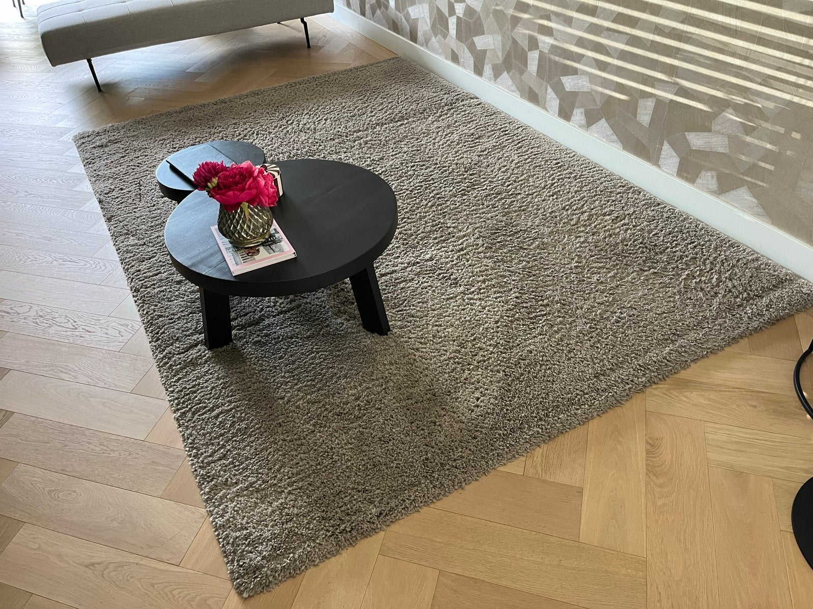 Luxueus zandkleurig hoogpolig vloerkleed 290x200 cm, Ophalen, Beige, Zo goed als nieuw, 200 cm of meer