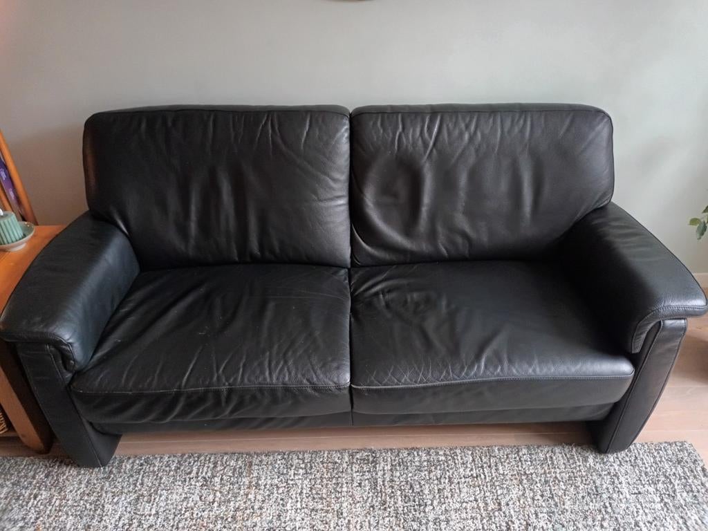 Lederen bank 2 zitter, Gebruikt, 150 tot 200 cm, Tweepersoons, Ophalen of Verzenden