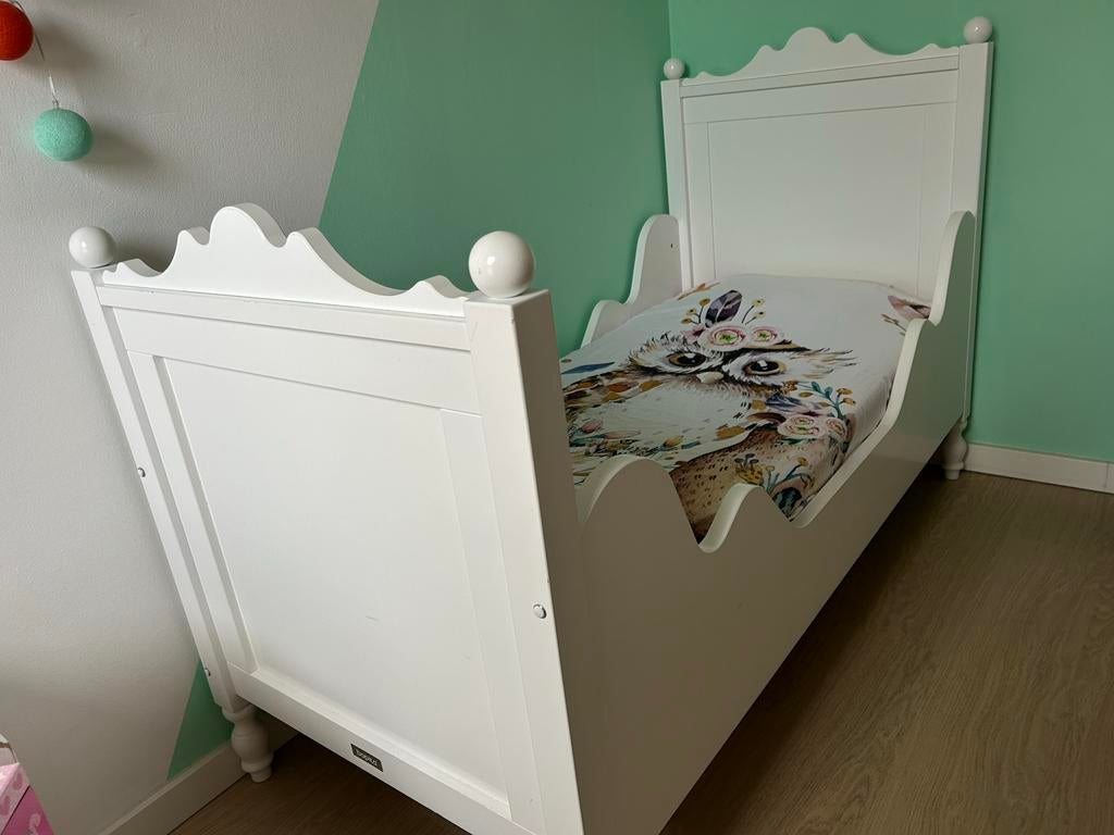 Bopita peuterbed wit 150x70 cm prinsessen uitvoering, Kinderen en Baby's, Kinderkamer | Bedden, Ophalen, Gebruikt, 70 tot 85 cm