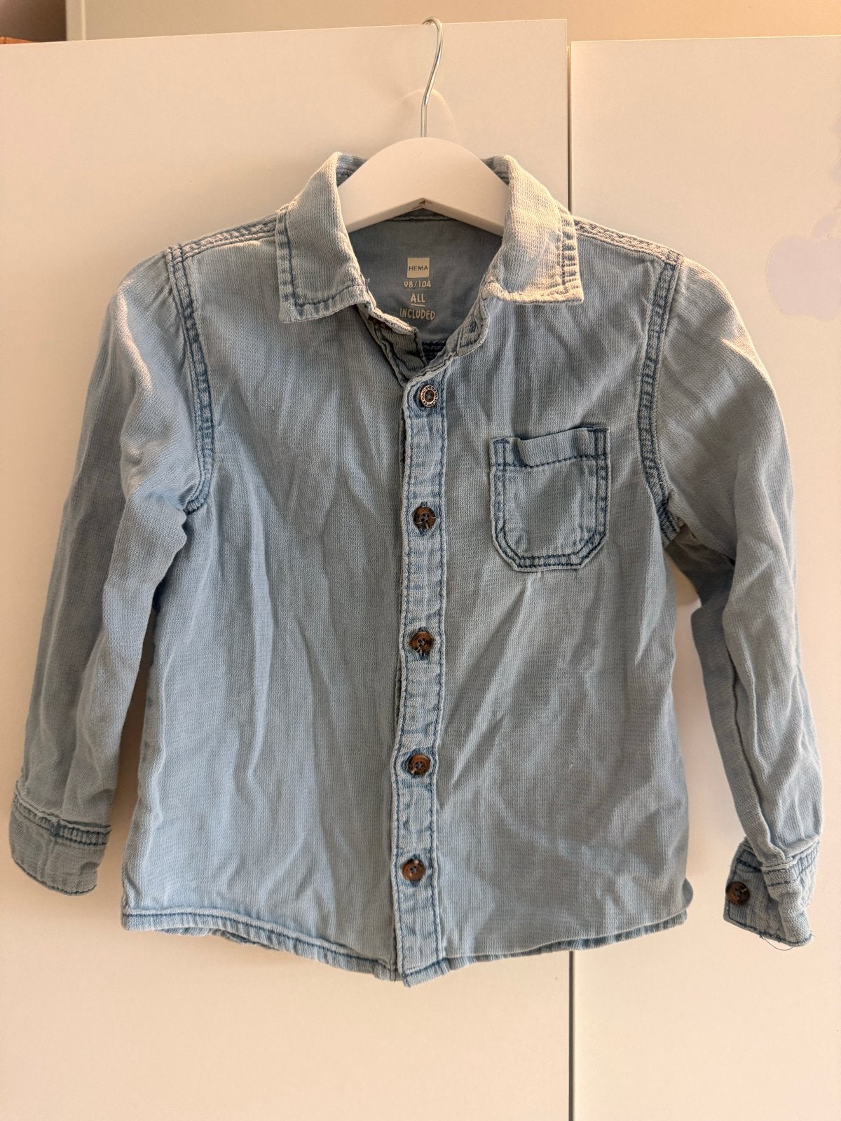 Hema spijkerblouse maat 98/104, Kinderen en Baby's, Kinderkleding | Maat 104, Ophalen of Verzenden, Zo goed als nieuw, Jongen