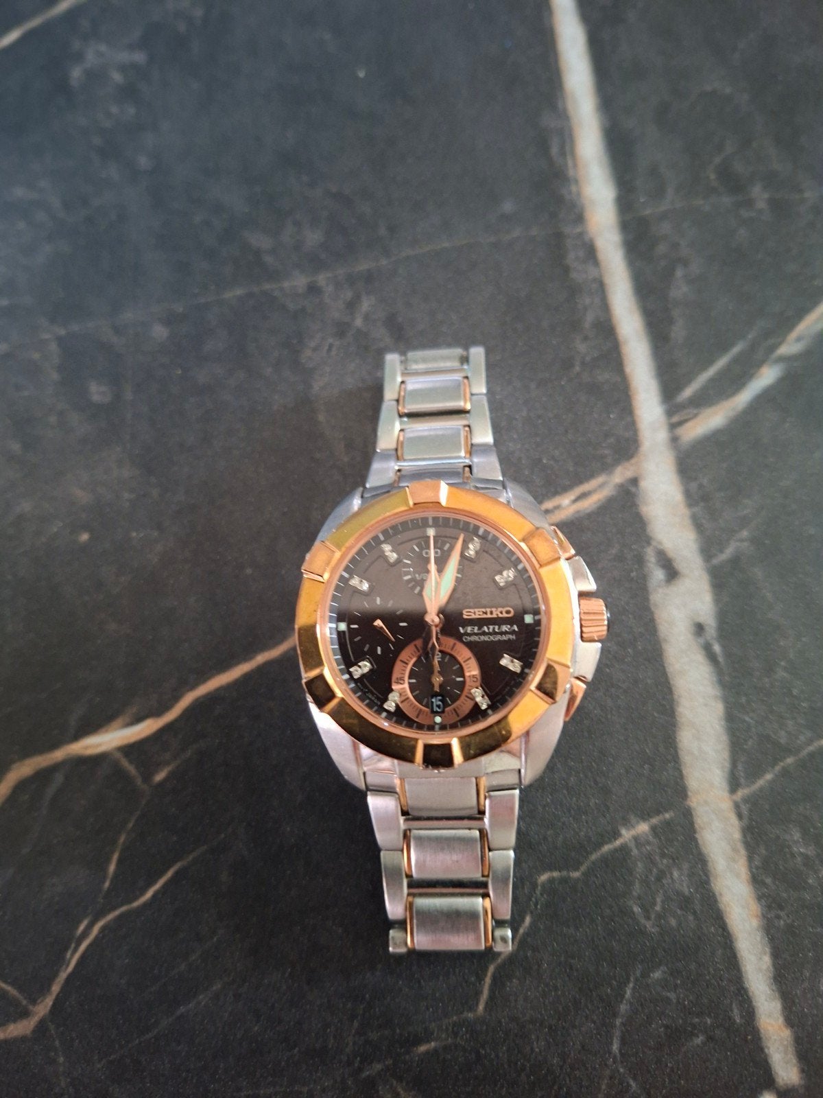 Dames Seiko horloge Velatura rose Chrono, Sieraden, Tassen en Uiterlijk, Horloges | Dames, Verzenden, Zo goed als nieuw, Staal