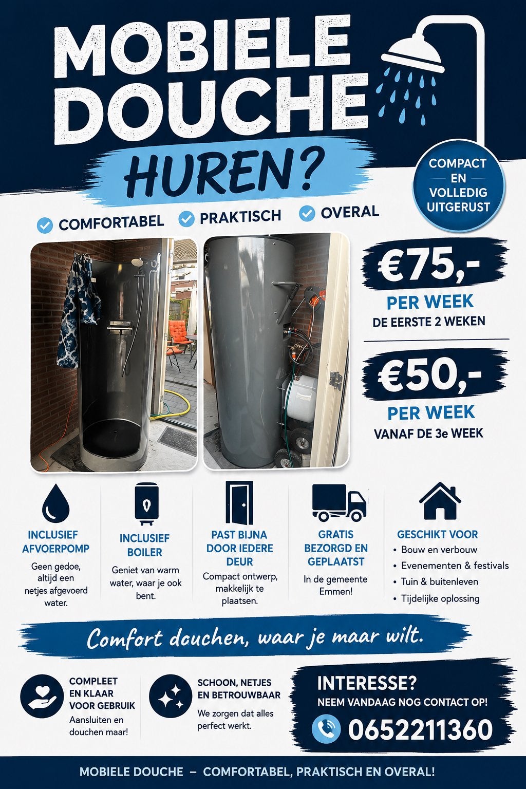 Mobiele douche te huur., Ophalen, Zo goed als nieuw, Douche