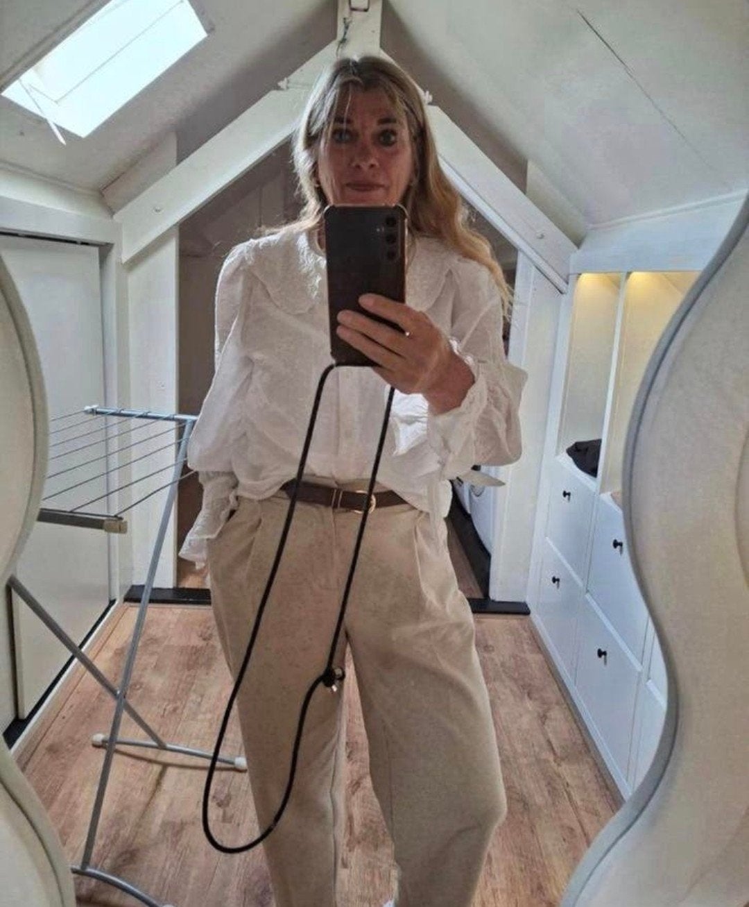 Set kanten blouse,en bandplooibroek weinig gedragen, Kleding | Dames, Blouses en Tunieken, Ophalen of Verzenden, Zo goed als nieuw