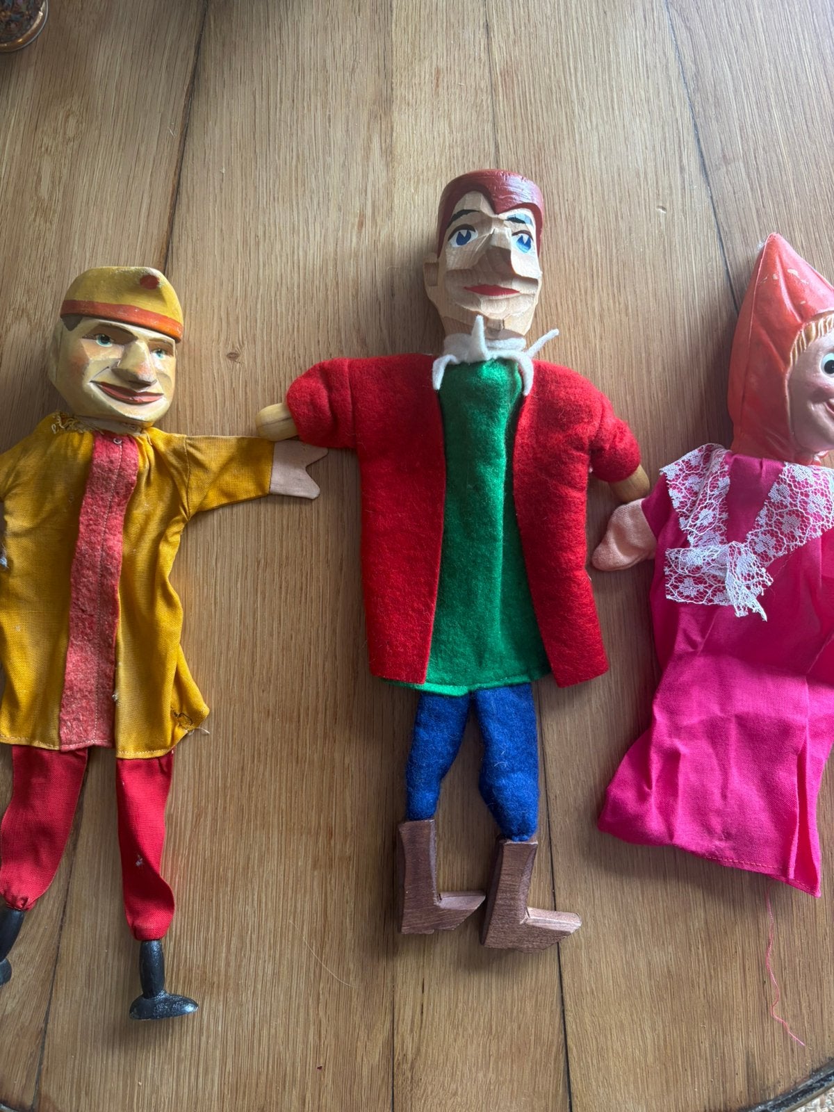 3 oude poppenkastpoppen, Ophalen of Verzenden, Zo goed als nieuw, Overige typen