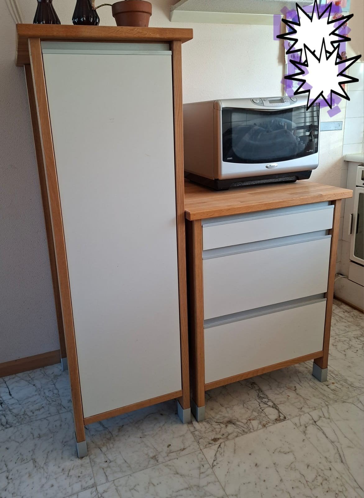 2 keer een IKEA houten keukenkast met lades en opbergruimte, Huis en Inrichting, Keuken | Keukenelementen, Ophalen, Gebruikt, 50 tot 75 cm