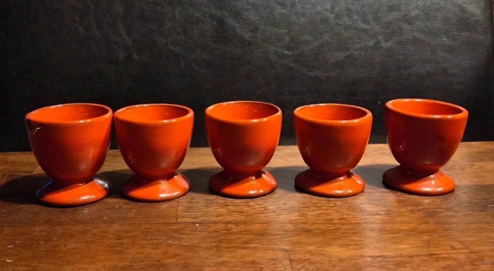 Vintage Rode Eierdopjes - set 5 stuks, Antiek en Kunst, Ophalen of Verzenden