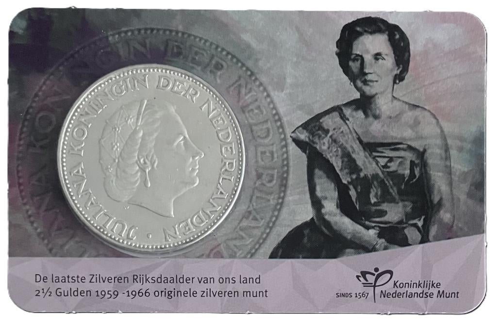 60 jaar afscheid zilveren Rijksdaalder 1966 in coincard, Koningin Juliana, Zilver, 2½ gulden, Verzenden
