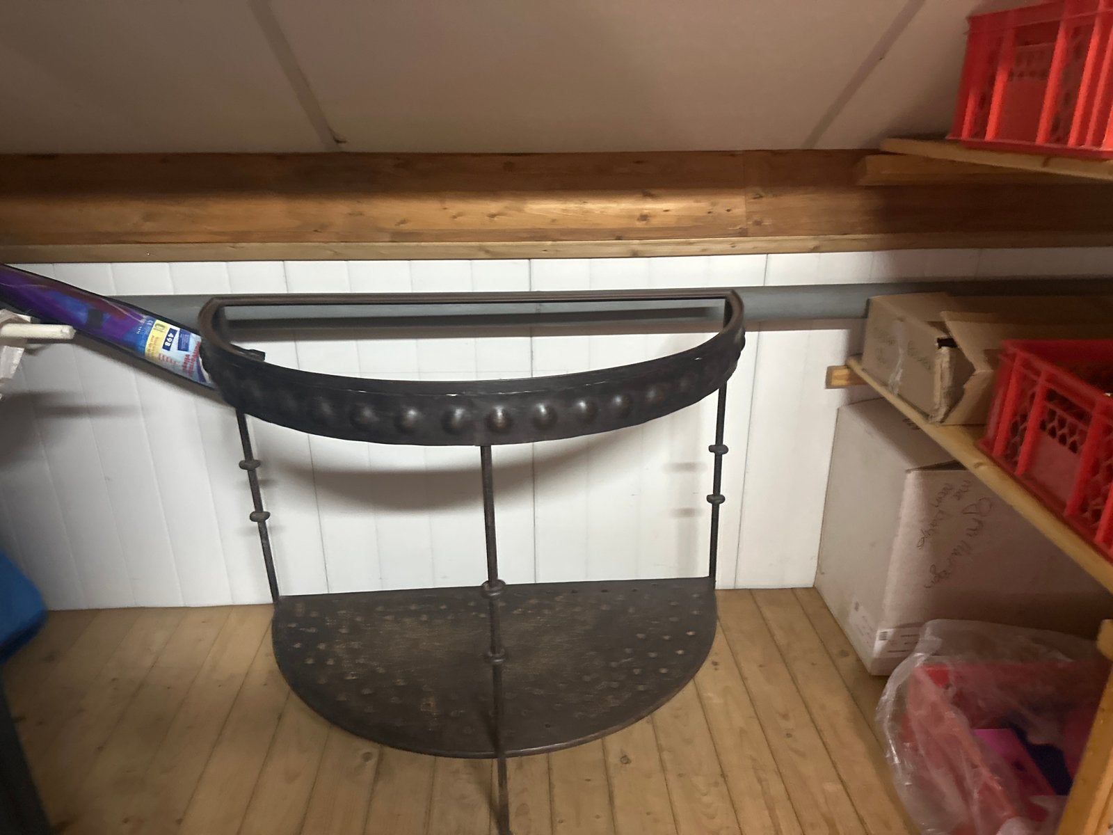Antieke haltafel met spiegel, smeedijzer, Ophalen of Verzenden