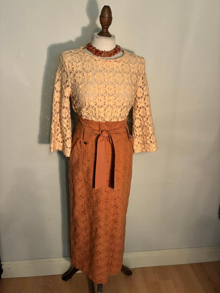 CAROLINE BISS ROK+ BLOUSE/TOP BRIC/ZALM ROSE, Maat 38/40 (M), Verzenden, Zo goed als nieuw, Roze