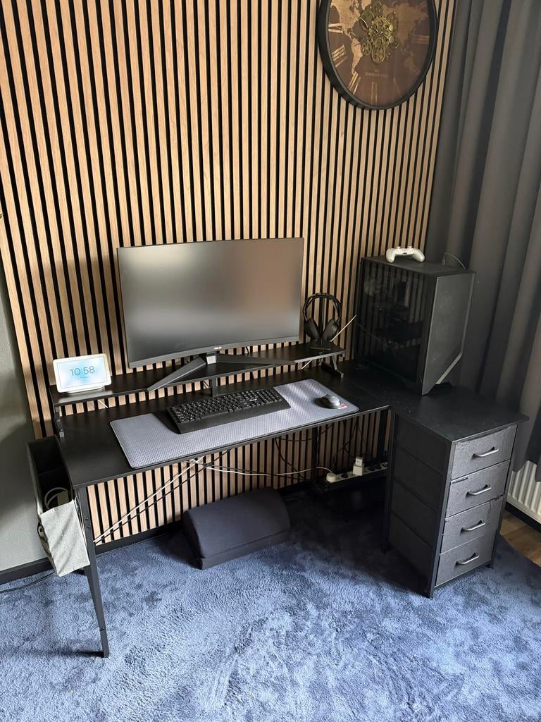 Bureau met 4 stoffen laden 160x48 teab, Huis en Inrichting, Kasten | Ladekasten, Ophalen, Minder dan 50 cm, Zo goed als nieuw