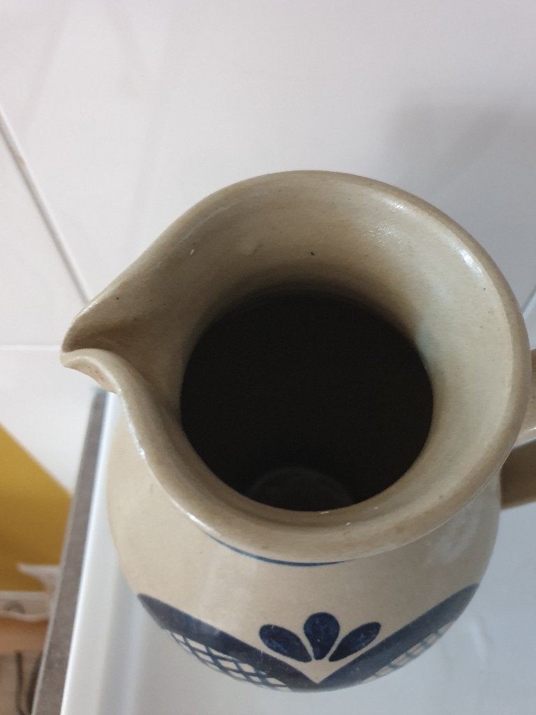 Vintage Aardewerken Kan met Blauw Decor, Antiek en Kunst, Ophalen