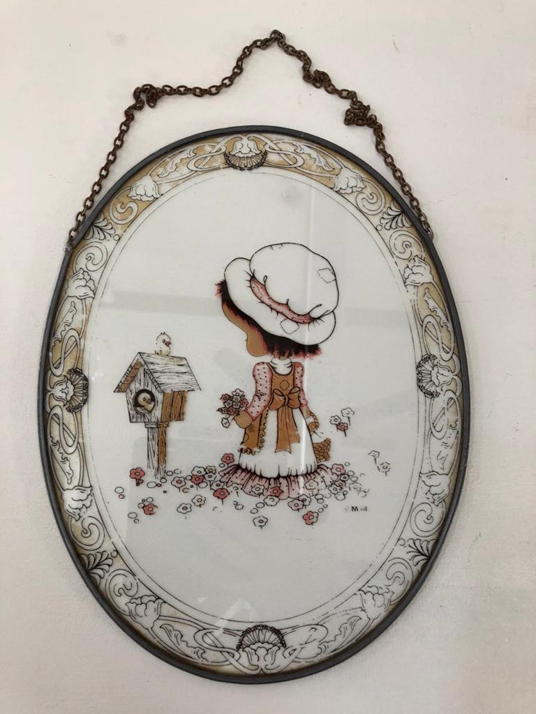 Leuke vintage raamhanger van glas in lood. Holly Hobbie?, Ophalen of Verzenden