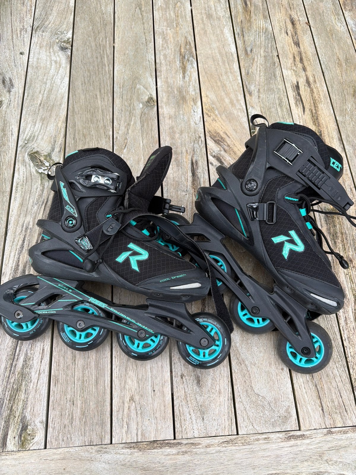 Roces Inline Skates Zwart/Turquoise - Maat 40, Gebruikt, Ophalen of Verzenden, Inline skates 4 wielen, Heren