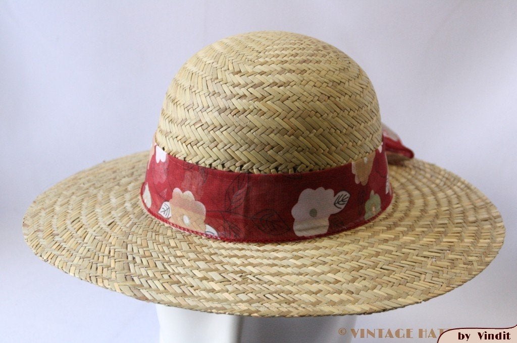 zonnehoed Dames Strohoed met rood sjaaltje 57 Nieuw, Ophalen of Verzenden, Nieuw, 56 of 57 cm (M, 7 of 7⅛ inch), Hoed