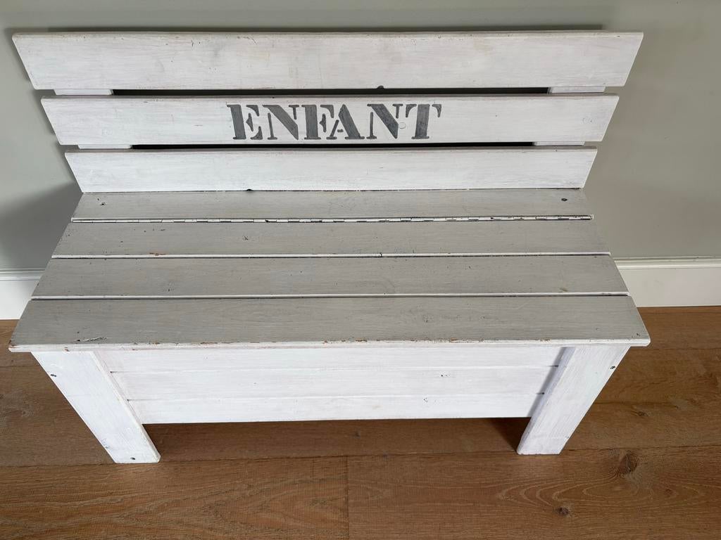 Houten kinderbankje met opbergruimte - Wit, Ophalen, Gebruikt, Wit, Eén
