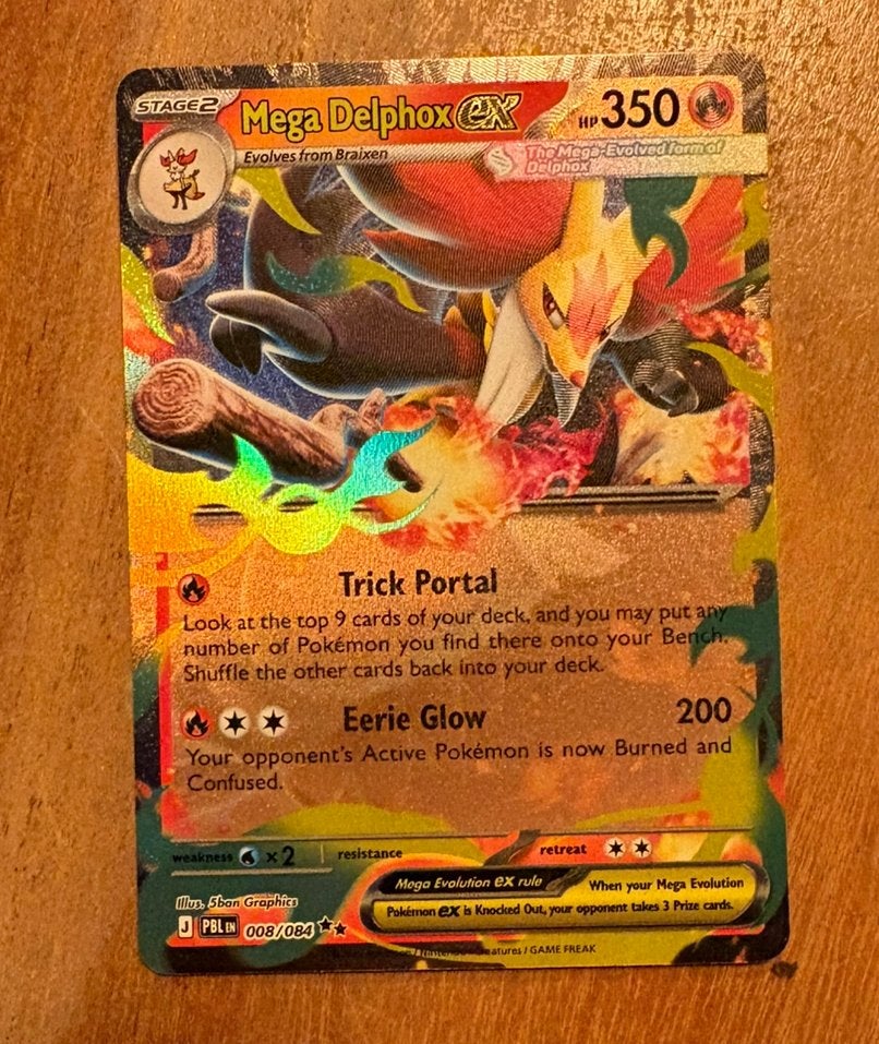 Mega Delphox ex - 008/084 - Pitch Black - Pokémon, Ophalen of Verzenden, Zo goed als nieuw