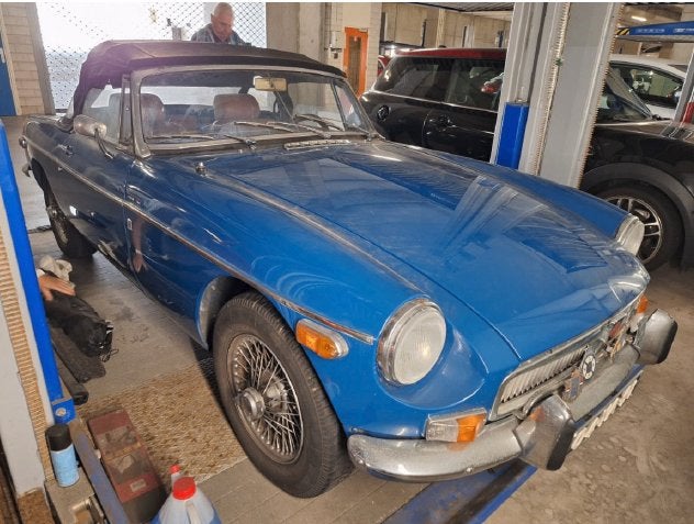 MG B Roadster 1973 – Rijklaar | Taxatie rapport aanwezig, Auto's, MG, B, Cabriolet, Blauw, Handgeschakeld