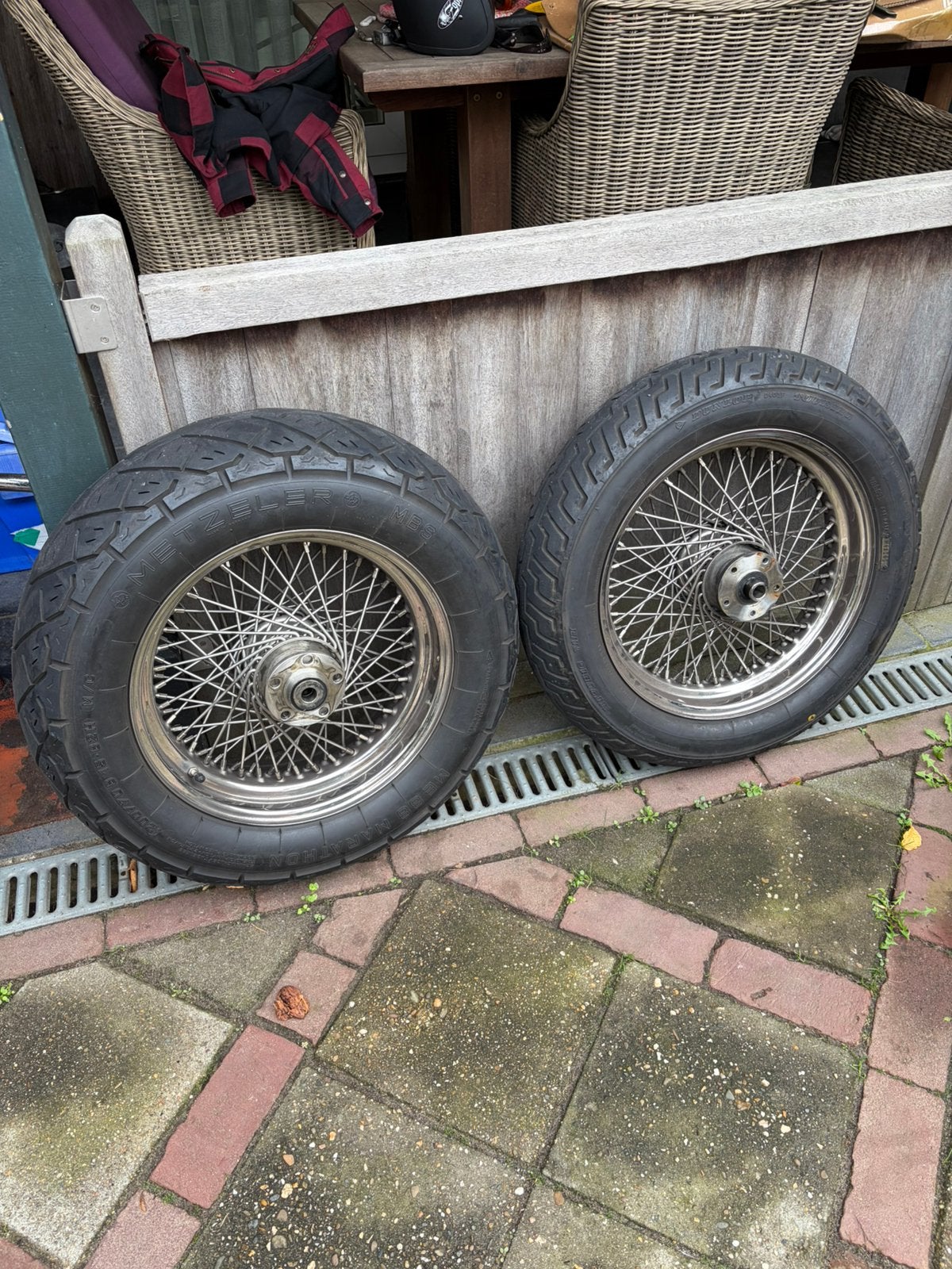 Set RVS spaakwielen., Motoren, Ophalen of Verzenden, Gebruikt