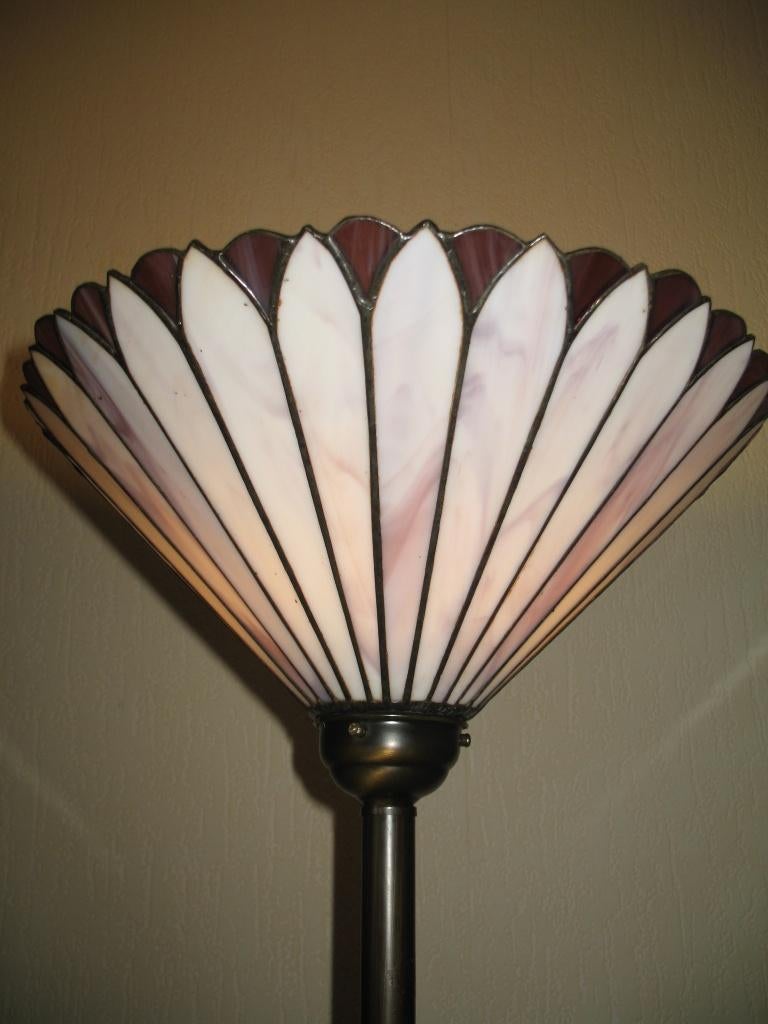 Brons/Koperen Vloerlamp met Omgekeerde Tiffany Kap, Ophalen, Zo goed als nieuw, 150 tot 200 cm